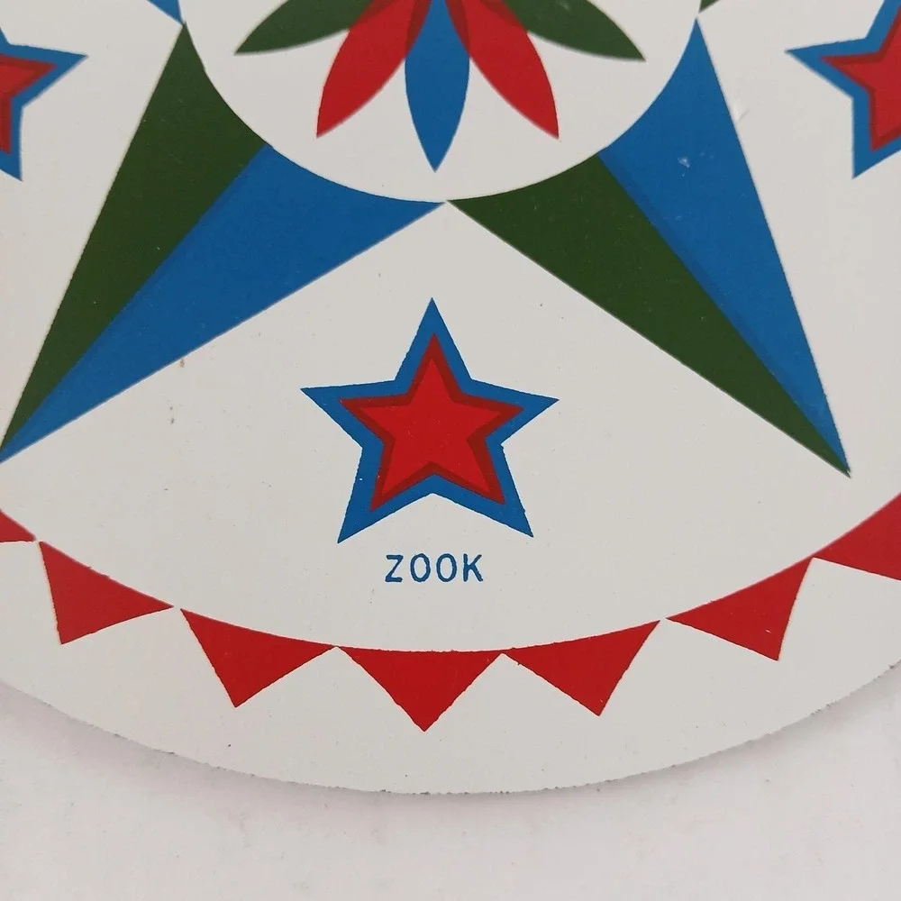Vtg Zook Trivet Wall Art Pennsylvania  Dutch Star Flower Kitschy MCM 7.75